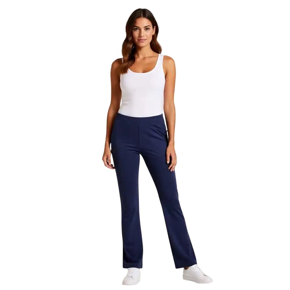 Woman Within Navy Blue Knit Straight Leg Pull On Pants Plus Size 14W NWT